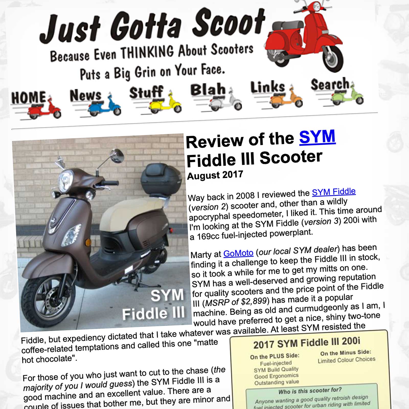 SYM Fiddle III 200i Reviewed by Just Gotta Scoot